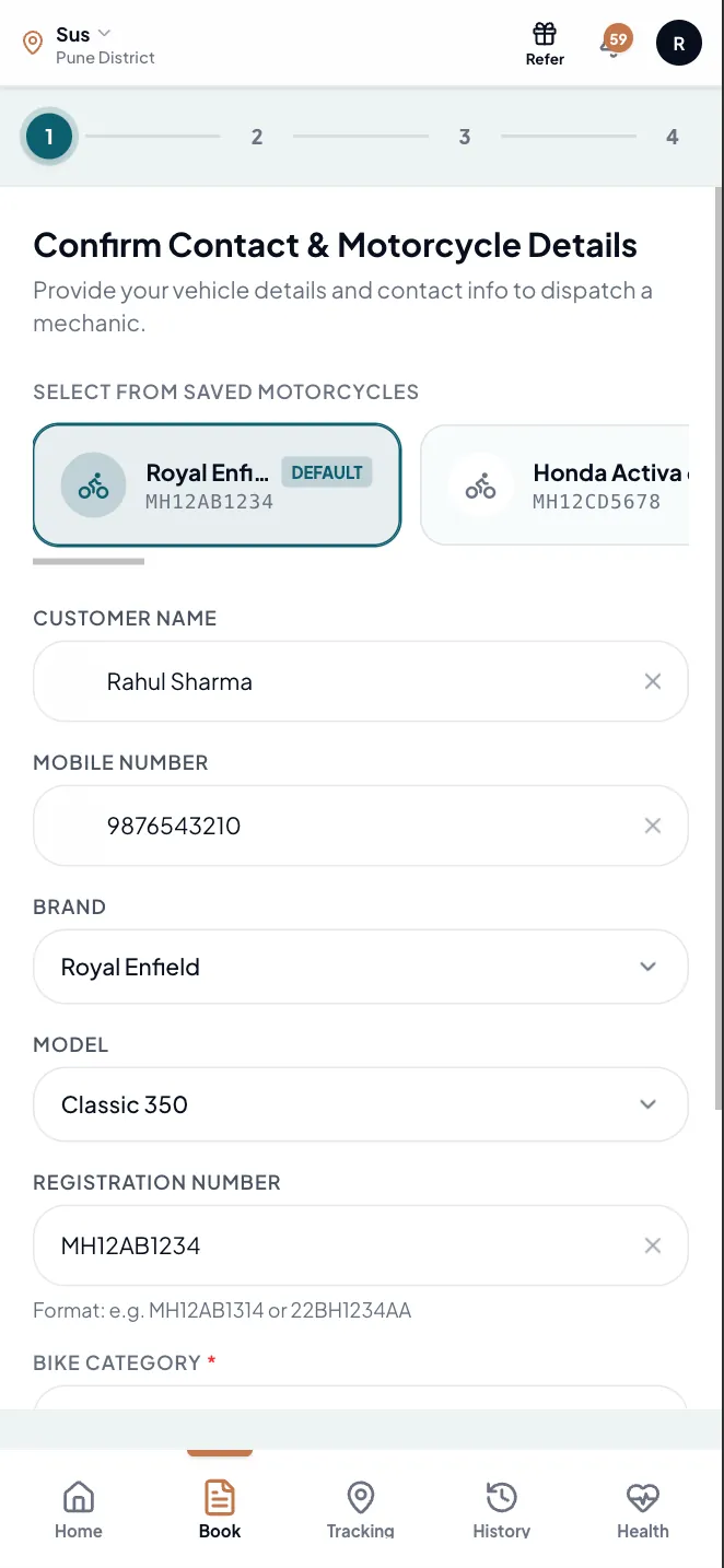 Book Your Service — Mechiee app