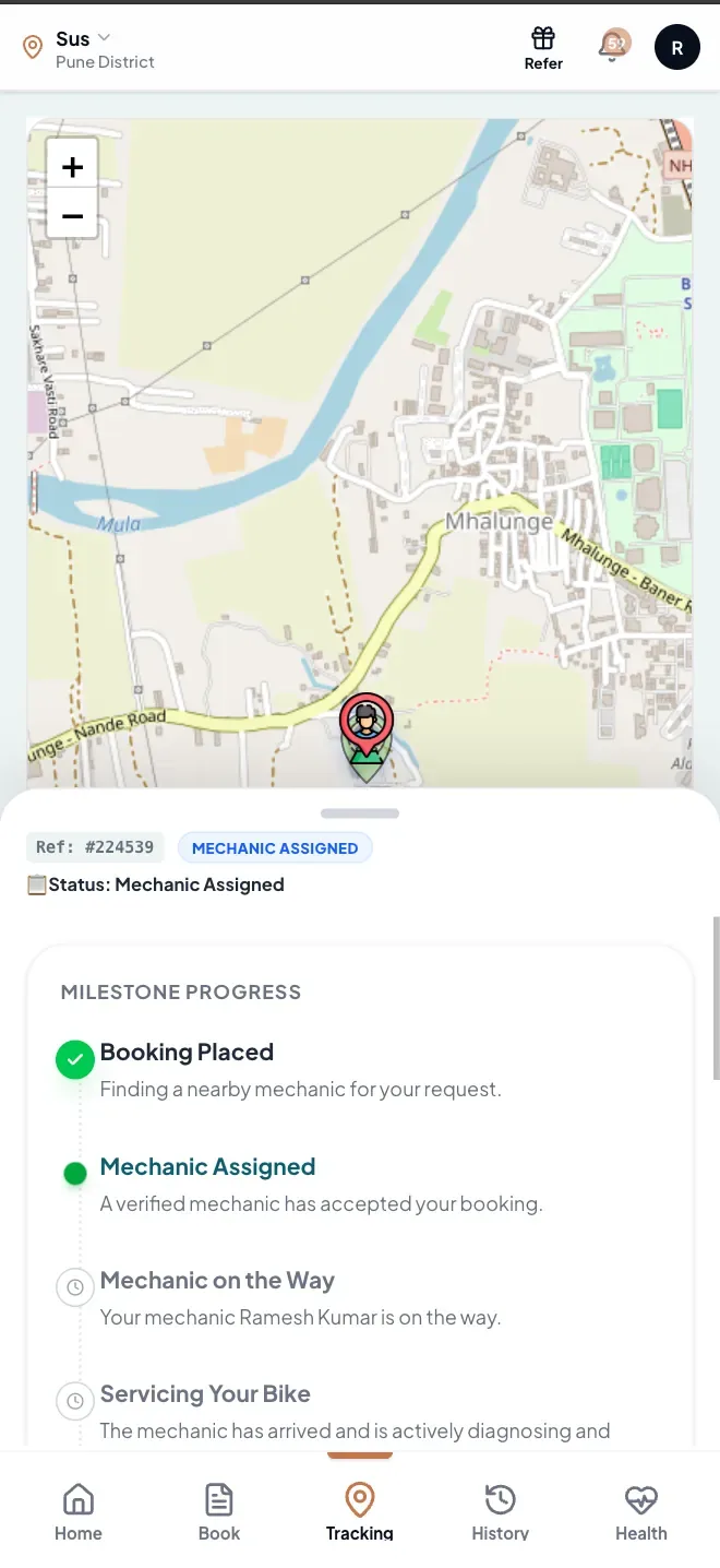 Track Your Mechanic Live — Mechiee app